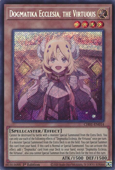 Dogmatika Ecclesia, the Virtuous (Secret Rare) [CH01-EN014] Secret Rare | Black Swamp Games