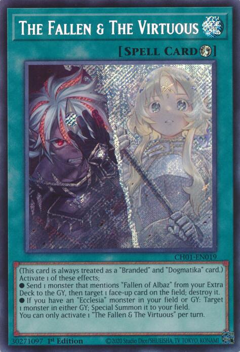 The Fallen & The Virtuous (Secret Rare) [CH01-EN019] Secret Rare | Black Swamp Games