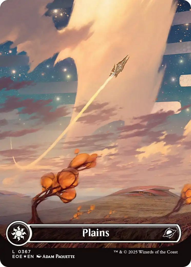Plains (0367) (Borderless) (Galaxy Foil) [Edge of Eternities] | Black Swamp Games