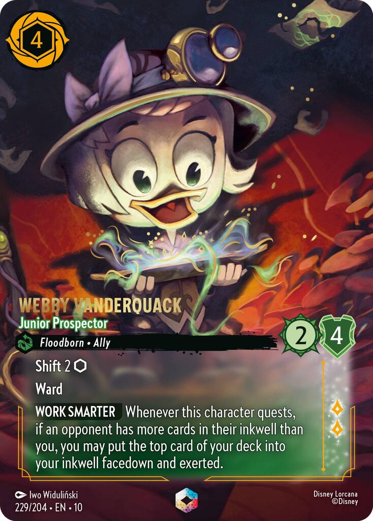 Webby Vanderquack - Junior Prospector (Enchanted) (229/204) [Whispers in the Well] | Black Swamp Games