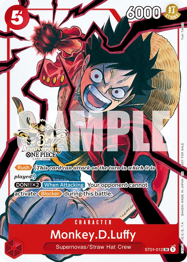 Monkey.D.Luffy (ST01-012) (3rd Anniversary Tournament 3 Brothers Pack) [Carrying On His Will: 3rd Anniversary Tournament Cards] | Black Swamp Games