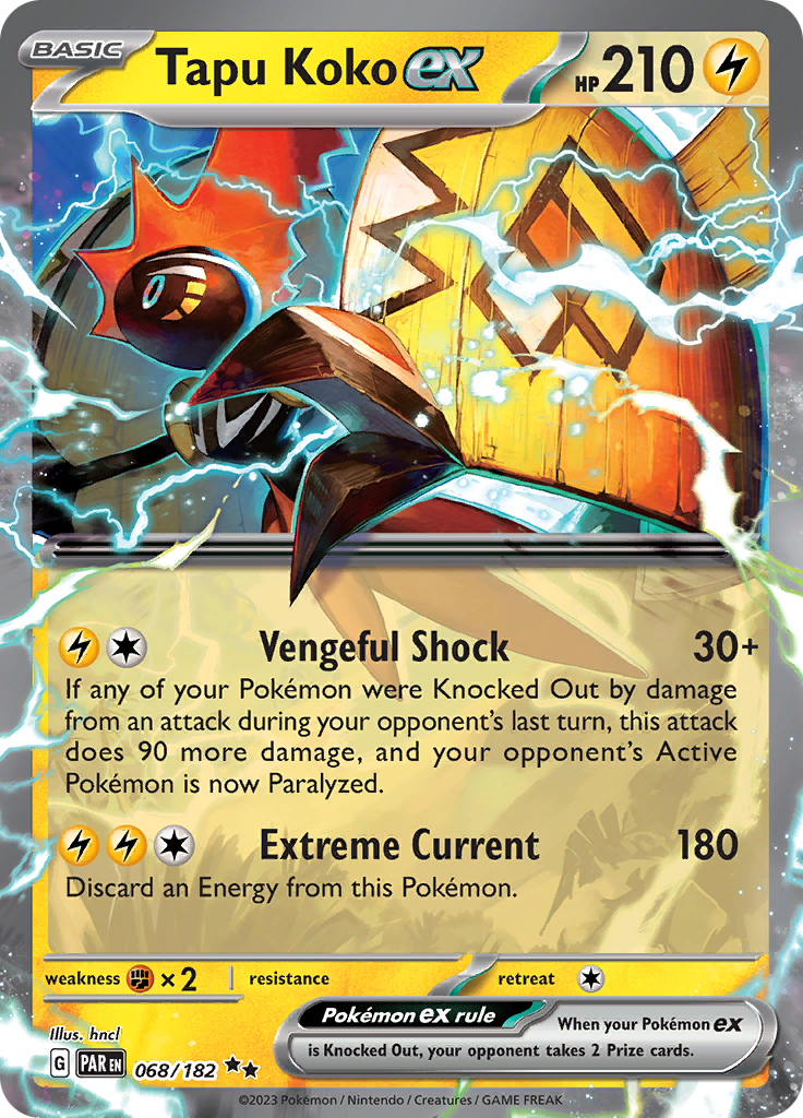 Tapu Koko ex (068/182) [Scarlet & Violet: Paradox Rift] | Black Swamp Games