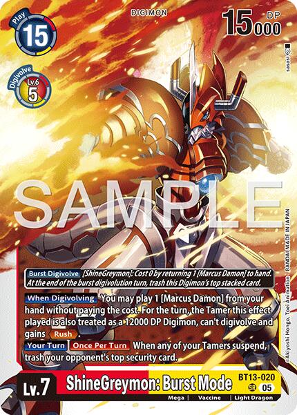 ShineGreymon: Burst Mode [BT13-020] [Advanced Booster Digimon Generation] | Black Swamp Games