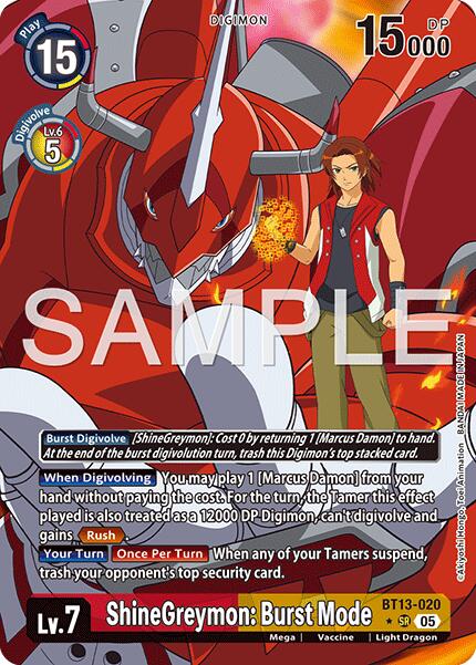 ShineGreymon: Burst Mode [BT13-020] (Alternate Art) [Advanced Booster Digimon Generation] | Black Swamp Games