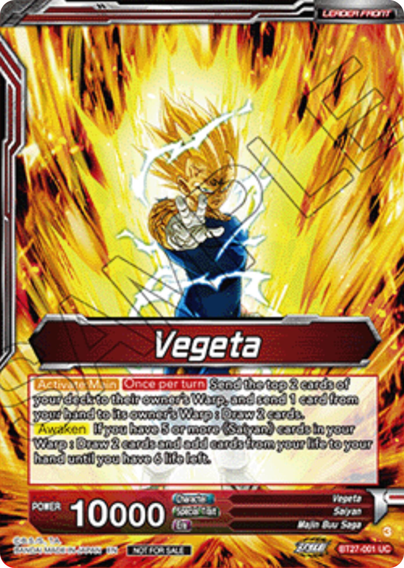 Vegeta // SSB Vegeta, Saiyan Pride (Championship 2025 Finals Alternate Art Leader Card) (BT27-001) [Tournament Promotion Cards] | Black Swamp Games