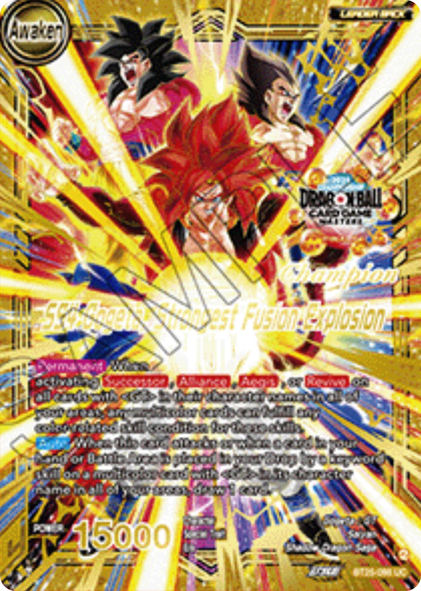 SS4 Son Goku & SS4 Vegeta // SS4 Gogeta, Strongest Fusion Explosion (Champion) (BT25-098) [Tournament Promotion Cards] | Black Swamp Games