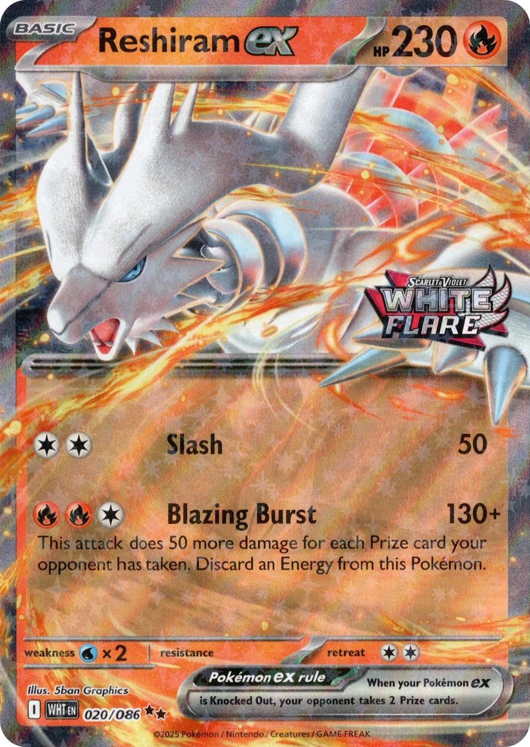 Reshiram ex (020/086) (White Flare Stamped) [Miscellaneous Cards] | Black Swamp Games