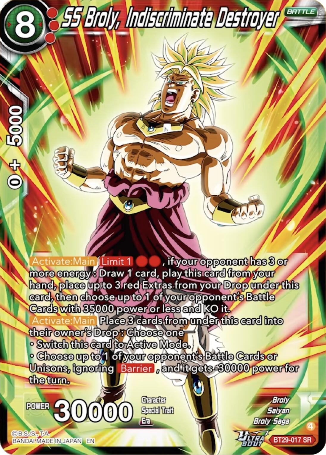 SS Broly, Indiscriminate Destroyer (BT29-017) [Fearsome Rivals] | Black Swamp Games