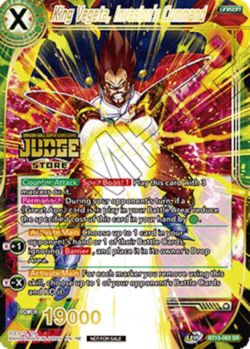 King Vegeta, Invasion's Command (Judge Pack Vol.18) (Store) (BT15-063) [Judge Promotion Cards] | Black Swamp Games