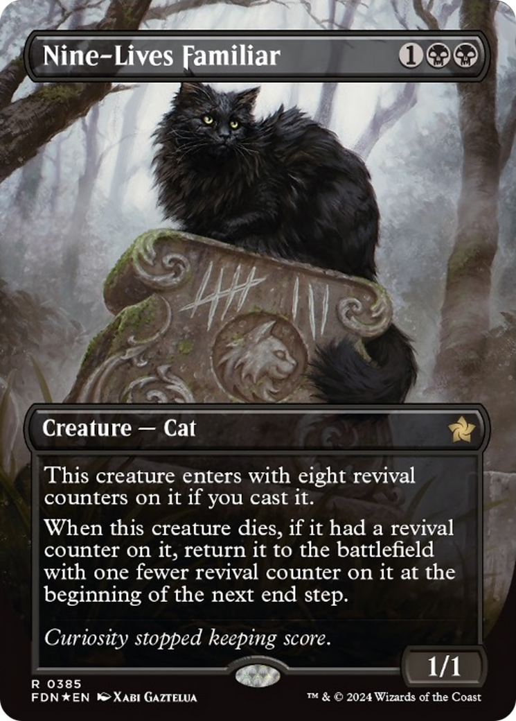 Nine-Lives Familiar (Borderless Mana Foil) [Foundations] | Black Swamp Games