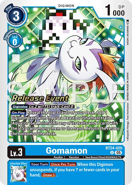 Gomamon [BT24-020] [Time Stranger Release Events Cards] | Black Swamp Games