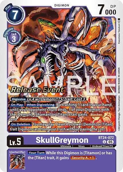 SkullGreymon [BT24-072] [Time Stranger Release Events Cards] | Black Swamp Games