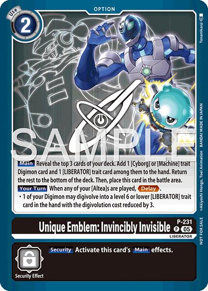 Unique Emblem: Invincibly Invisible [P] (Dawn of Liberator Box Topper) [Promotional Cards] | Black Swamp Games