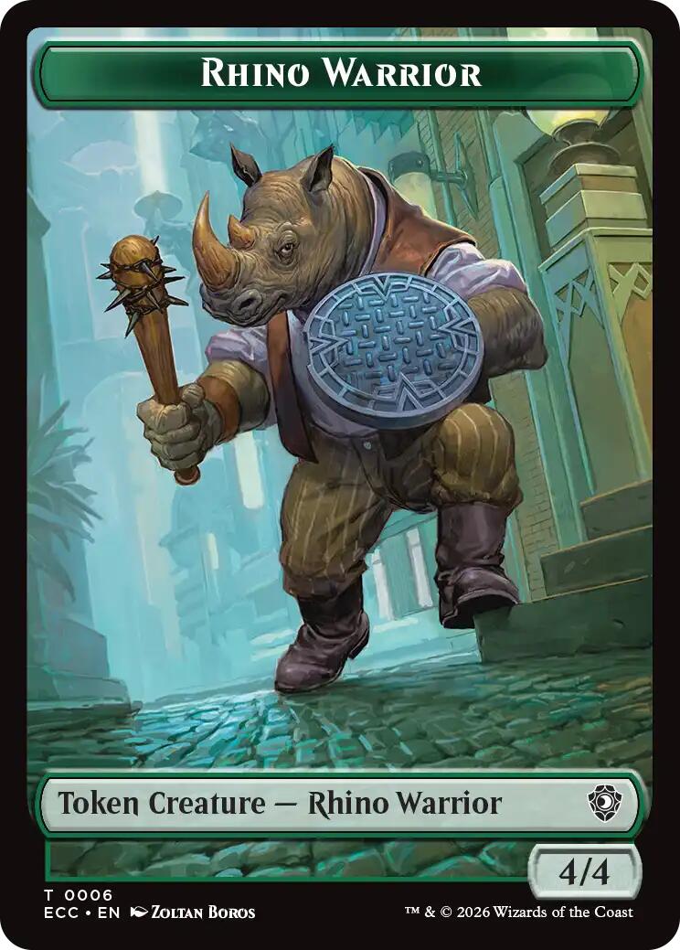 Rhino Warrior // Elemental (0009) Double-Sided Token [Lorwyn Eclipsed Tokens] | Black Swamp Games