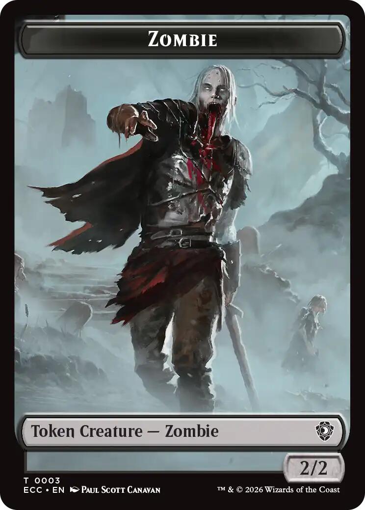 Zombie // Elf Warrior Double-Sided Token [Lorwyn Eclipsed Tokens] | Black Swamp Games