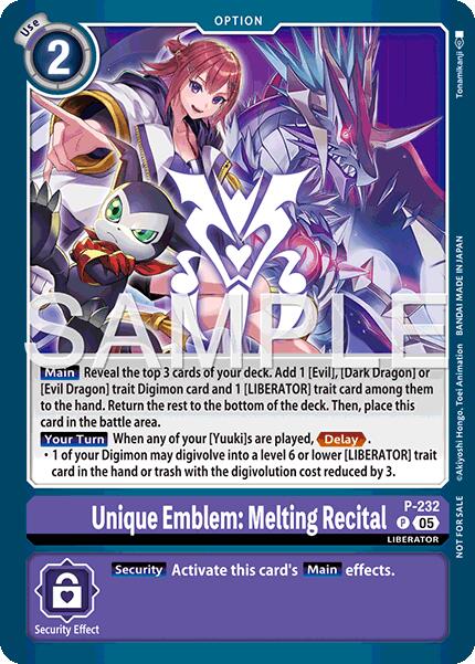 Unique Emblem: Melting Recital [P-232] (Dawn of Liberator Box Topper) [Promotional Cards] | Black Swamp Games