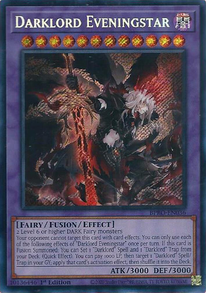 Darklord Eveningstar [BPRO-EN036] Secret Rare | Black Swamp Games