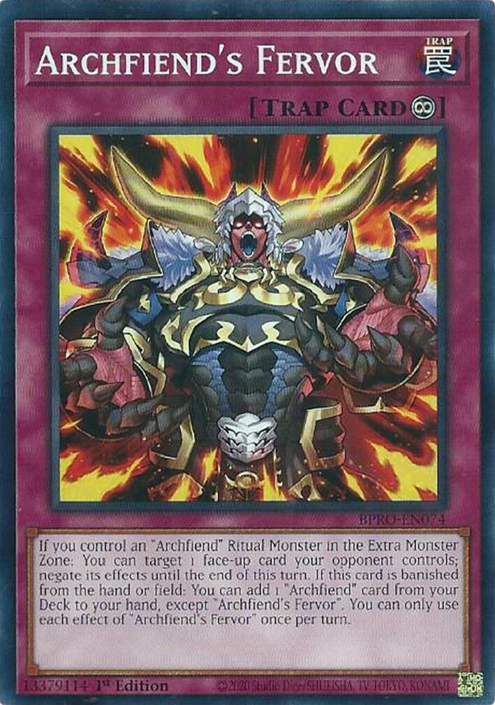 Archfiend's Fervor [BPRO-EN074] Common | Black Swamp Games