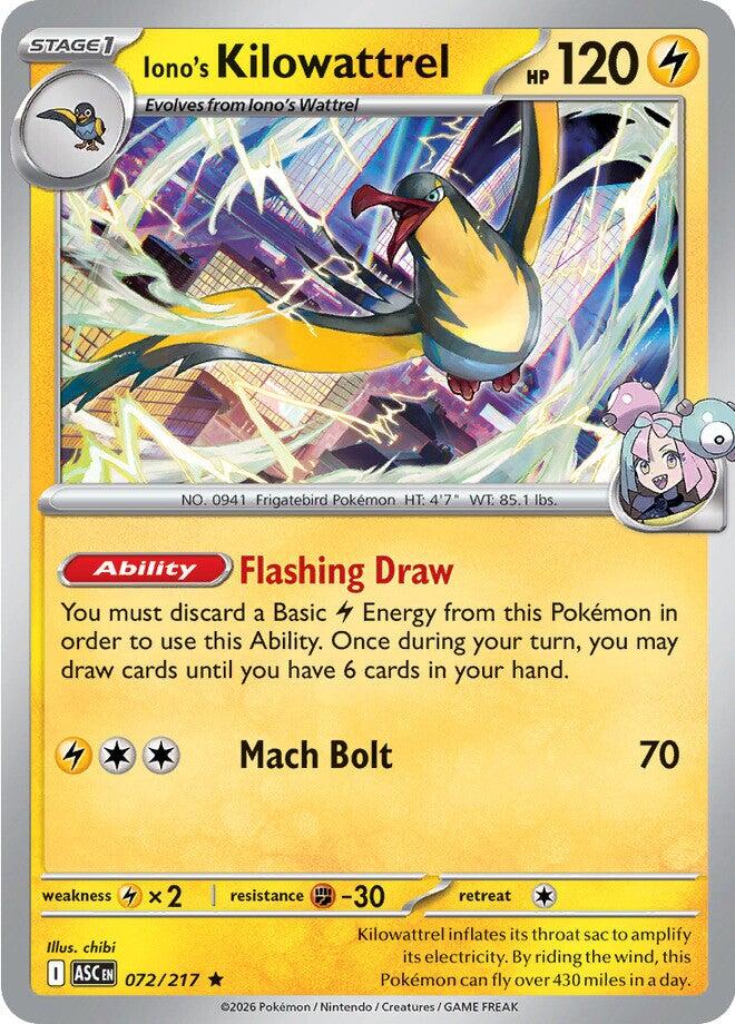 Iono's Kilowattrel (072/217) [Mega Evolution: Ascended Heroes] | Black Swamp Games