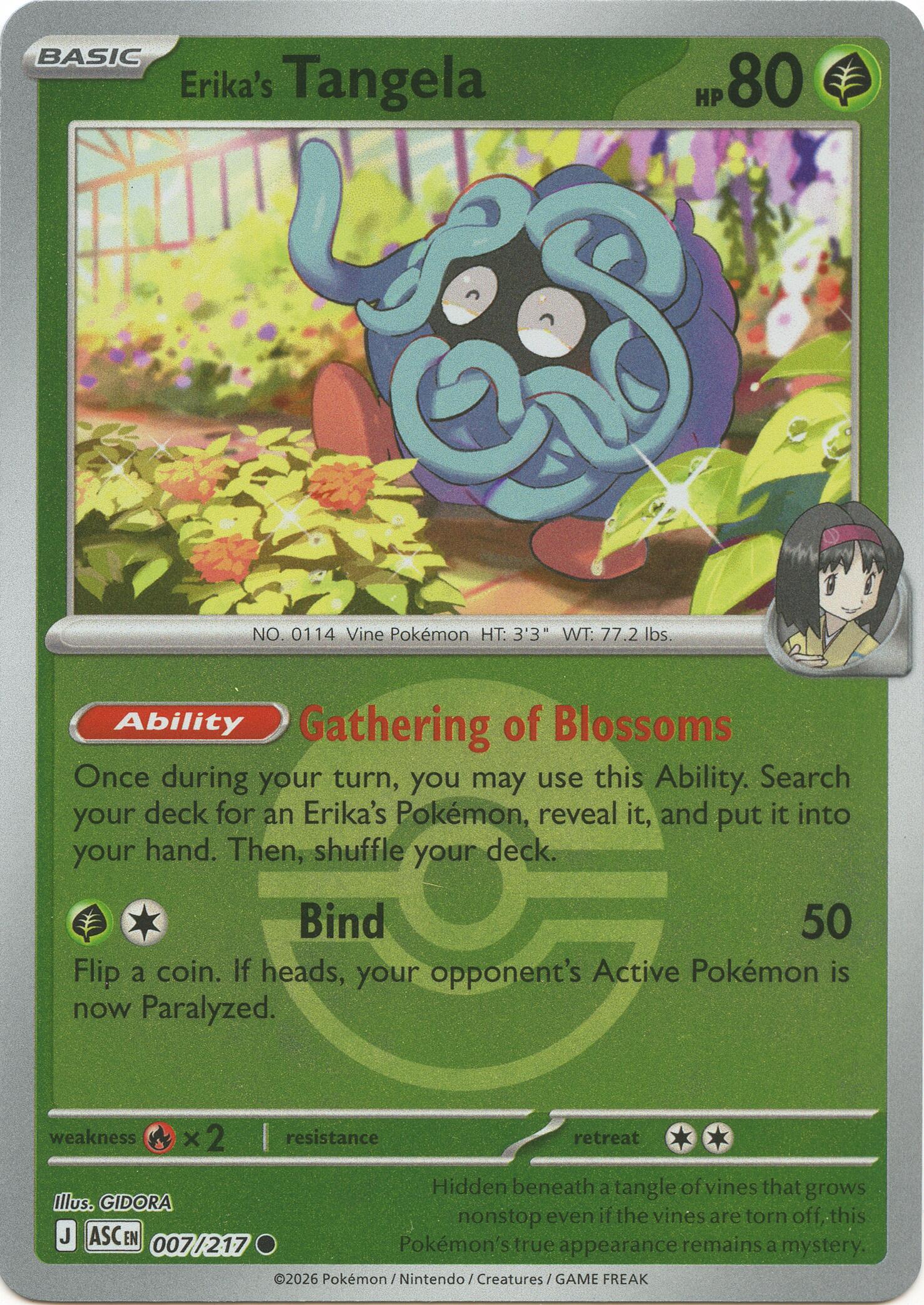 Erika's Tangela (007/217) (Poke Ball) [Mega Evolution: Ascended Heroes] | Black Swamp Games