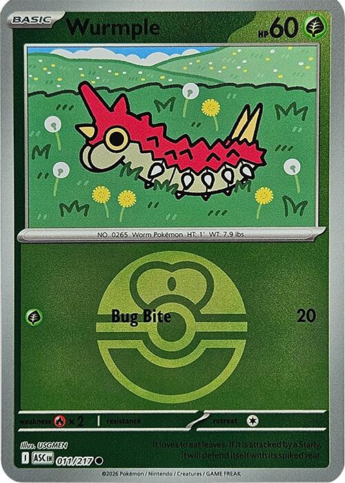 Wurmple (011/217) (Love Ball) [Mega Evolution: Ascended Heroes] | Black Swamp Games