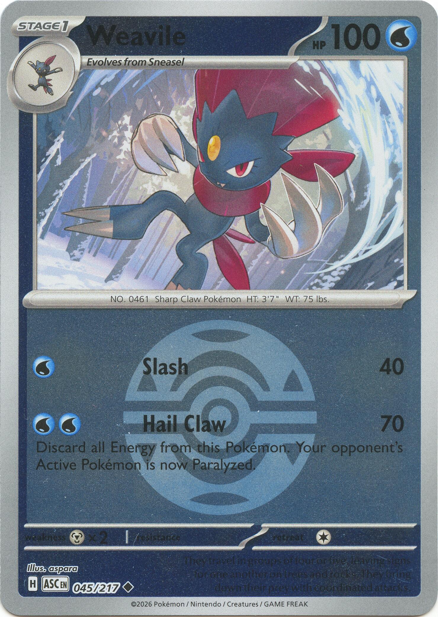Weavile (045/217) (Dusk Ball) [Mega Evolution: Ascended Heroes] | Black Swamp Games