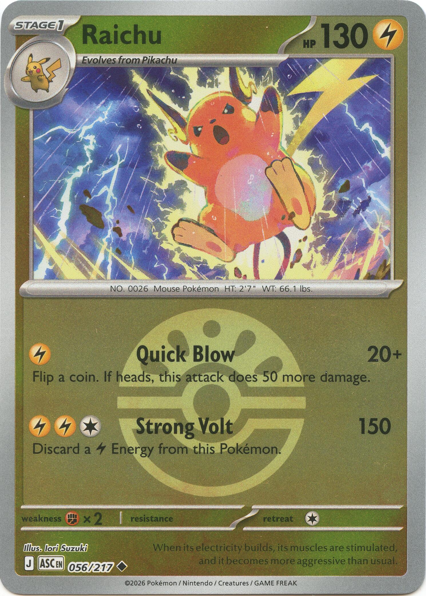 Raichu (056/217) (Friend Ball) [Mega Evolution: Ascended Heroes] | Black Swamp Games