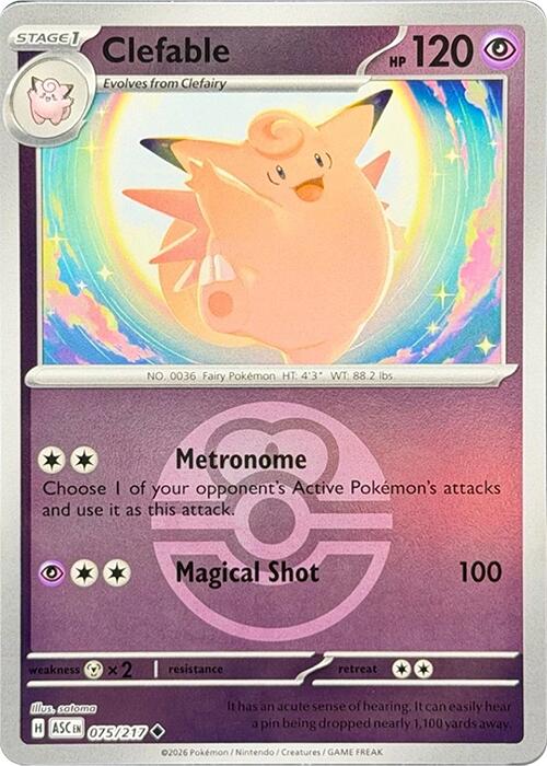 Clefable (075/217) (Love Ball) [Mega Evolution: Ascended Heroes] | Black Swamp Games