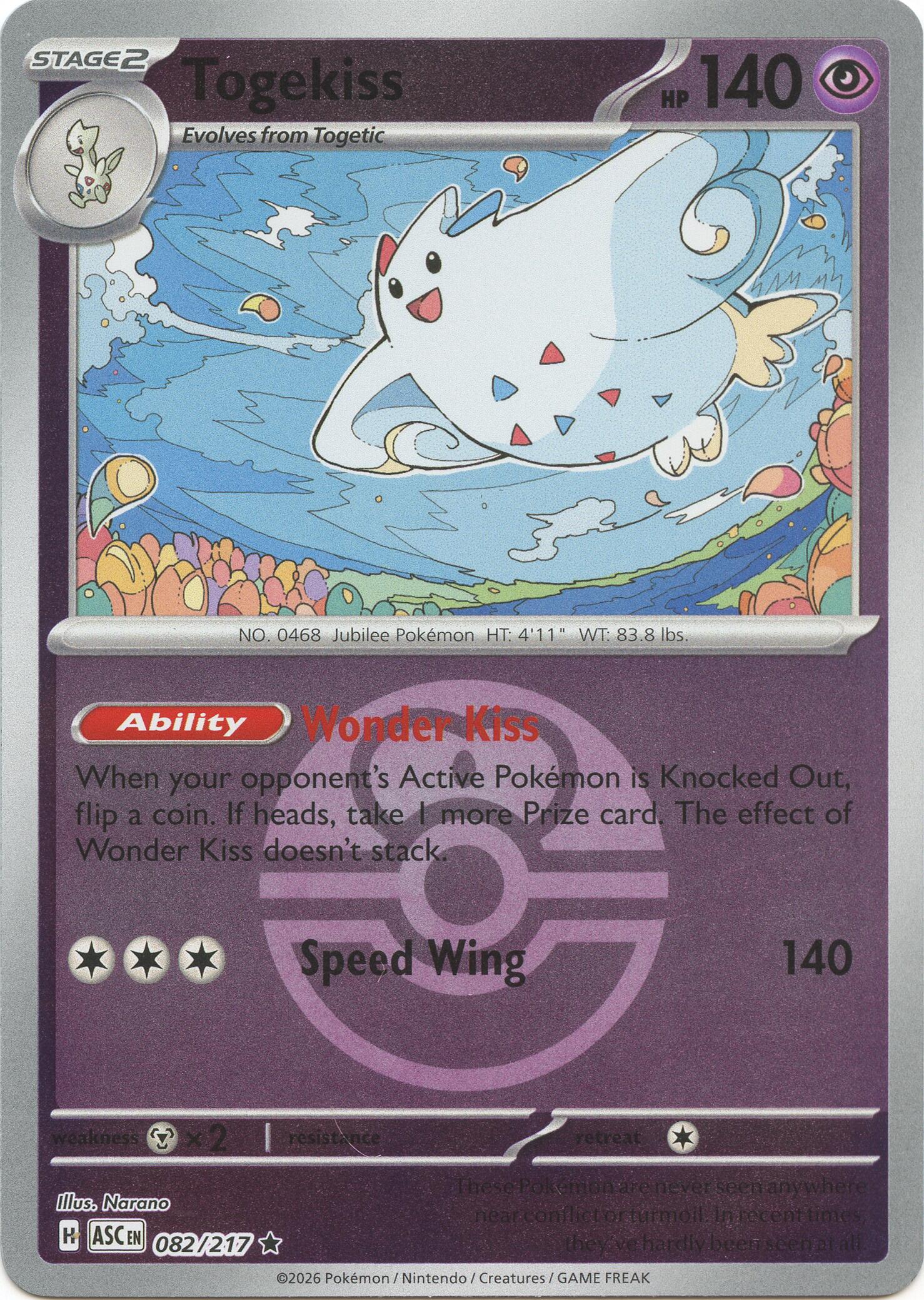 Togekiss (082/217) (Love Ball) [Mega Evolution: Ascended Heroes] | Black Swamp Games