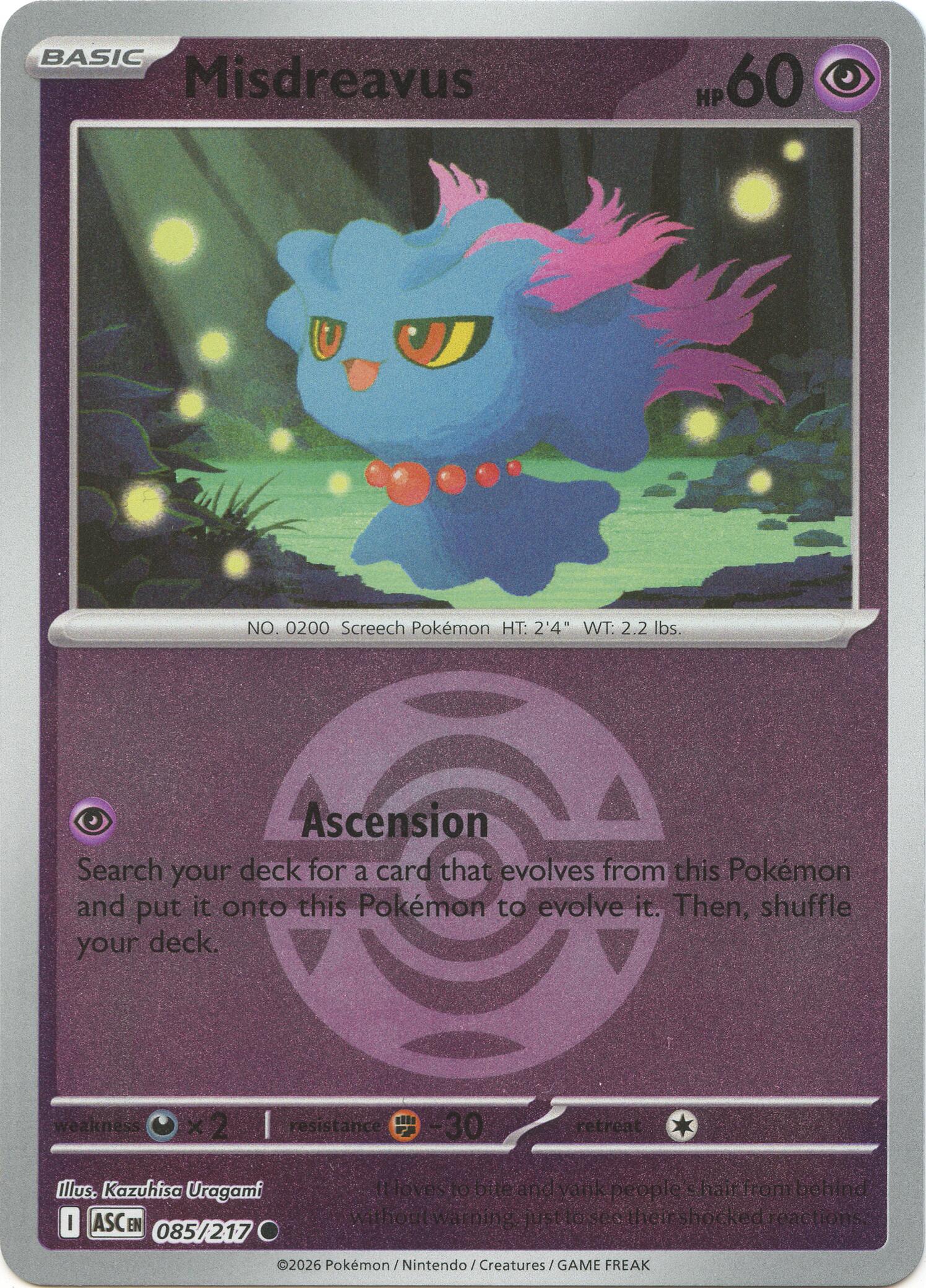 Misdreavus (085/217) (Dusk Ball) [Mega Evolution: Ascended Heroes] | Black Swamp Games