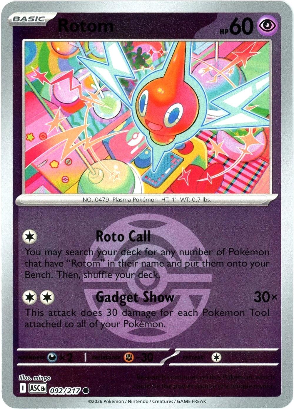 Rotom (092/217) (Dusk Ball) [Mega Evolution: Ascended Heroes] | Black Swamp Games