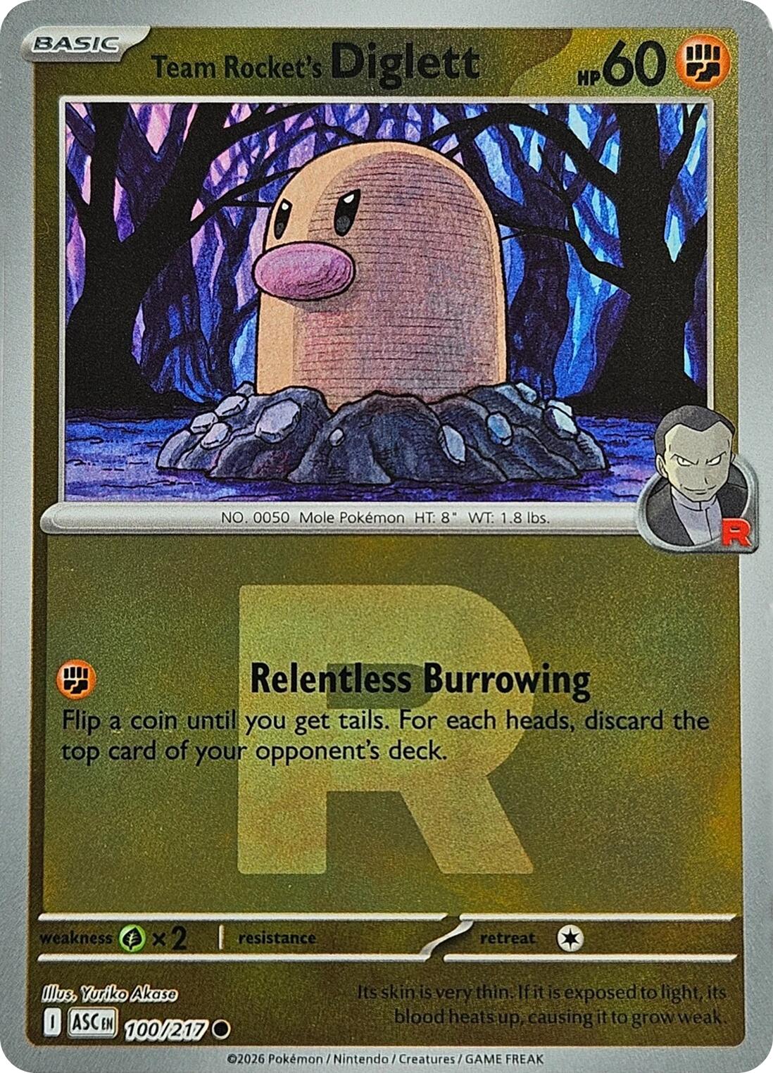 Team Rocket's Diglett (100/217) (Team Rocket) [Mega Evolution: Ascended Heroes] | Black Swamp Games