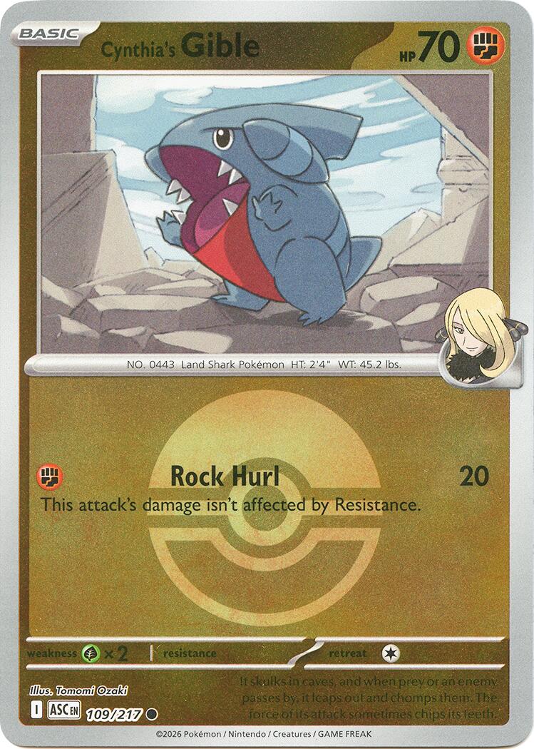 Cynthia's Gible (109/217) (Poke Ball) [Mega Evolution: Ascended Heroes] | Black Swamp Games