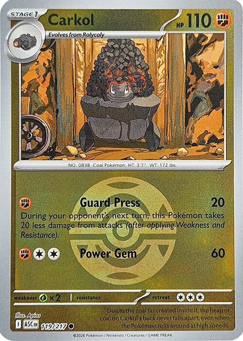 Carkol (119/217) (Dusk Ball) [Mega Evolution: Ascended Heroes] | Black Swamp Games