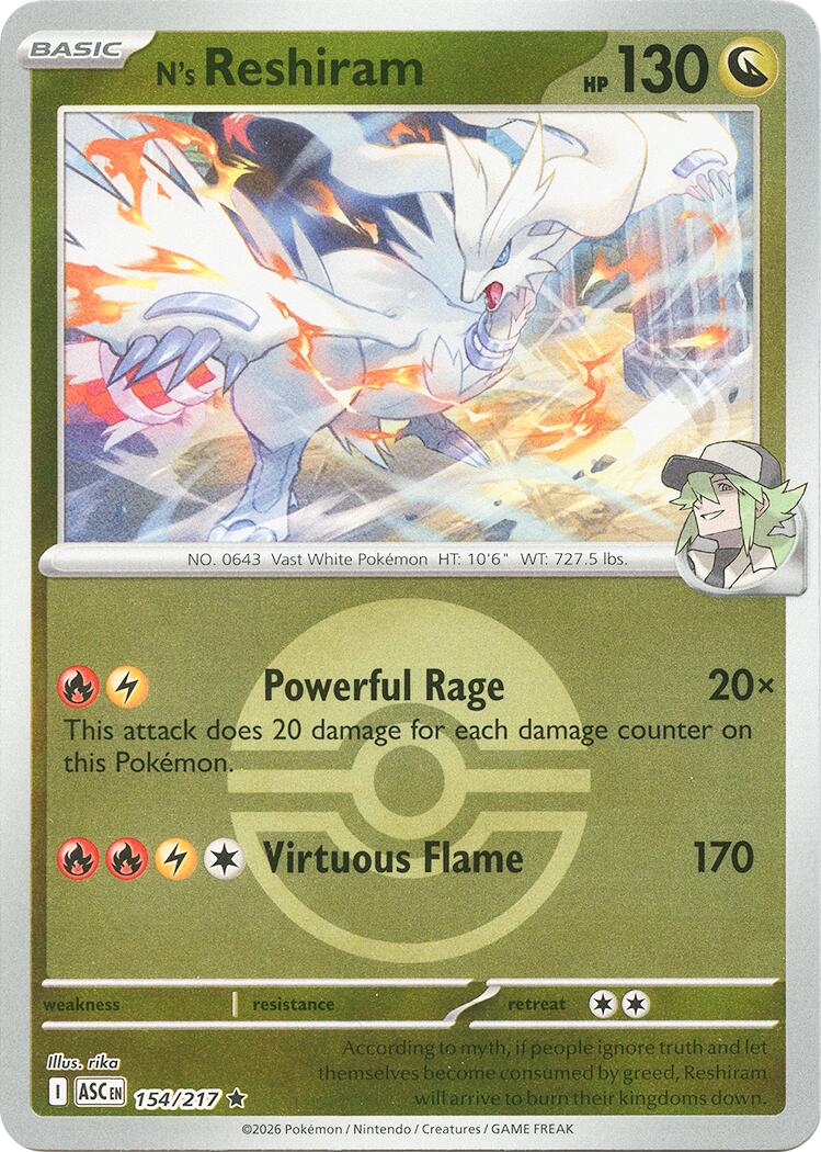 N's Reshiram (154/217) (Poke Ball) [Mega Evolution: Ascended Heroes] | Black Swamp Games