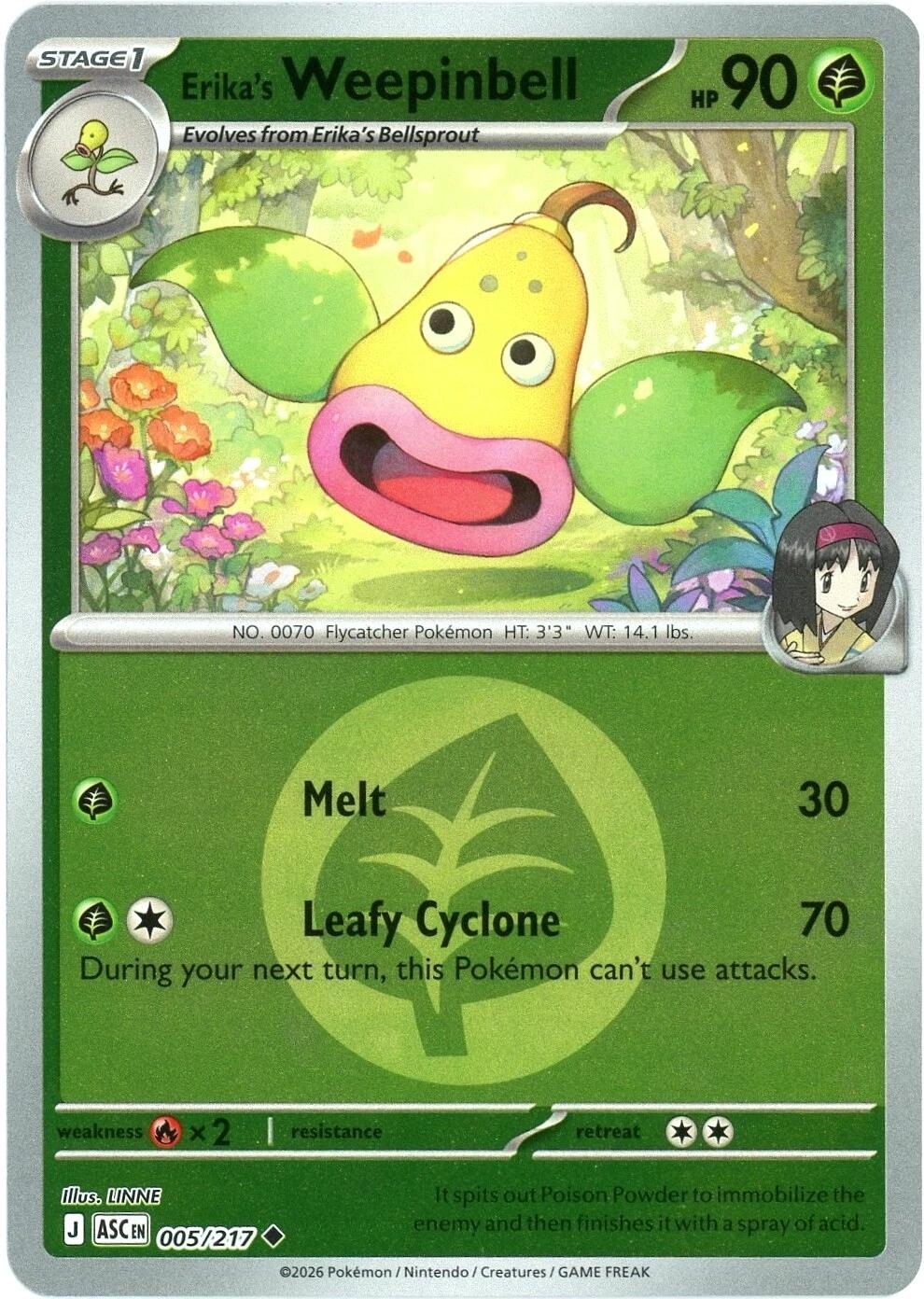 Erika's Weepinbell (005/217) (Energy Symbol Pattern) [Mega Evolution: Ascended Heroes] | Black Swamp Games