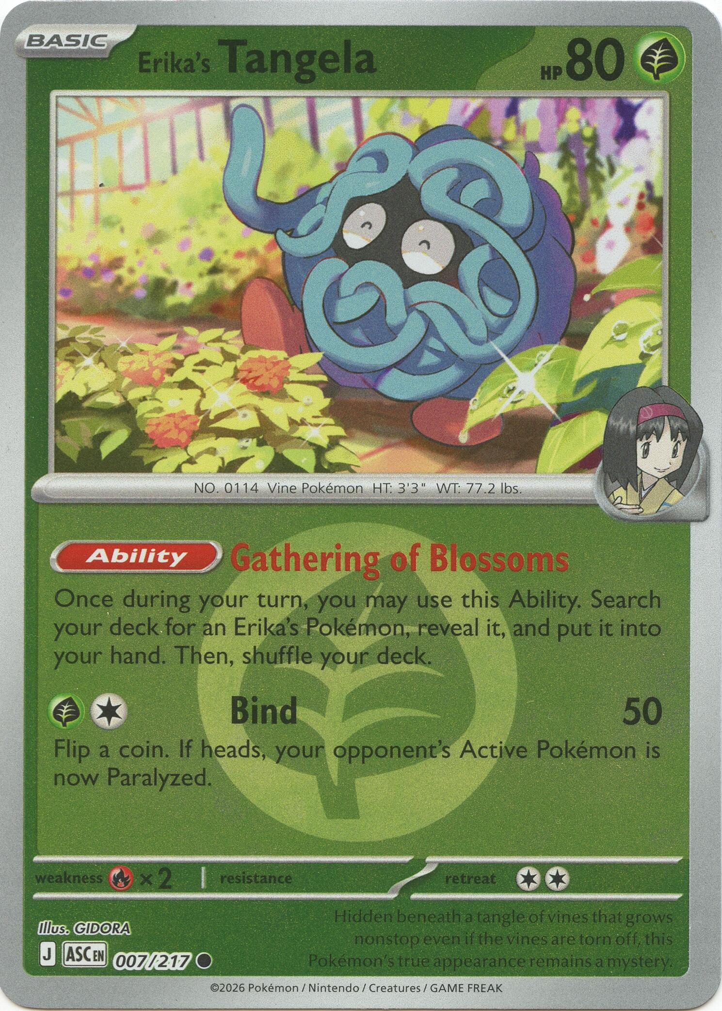 Erika's Tangela (007/217) (Energy Symbol Pattern) [Mega Evolution: Ascended Heroes] | Black Swamp Games