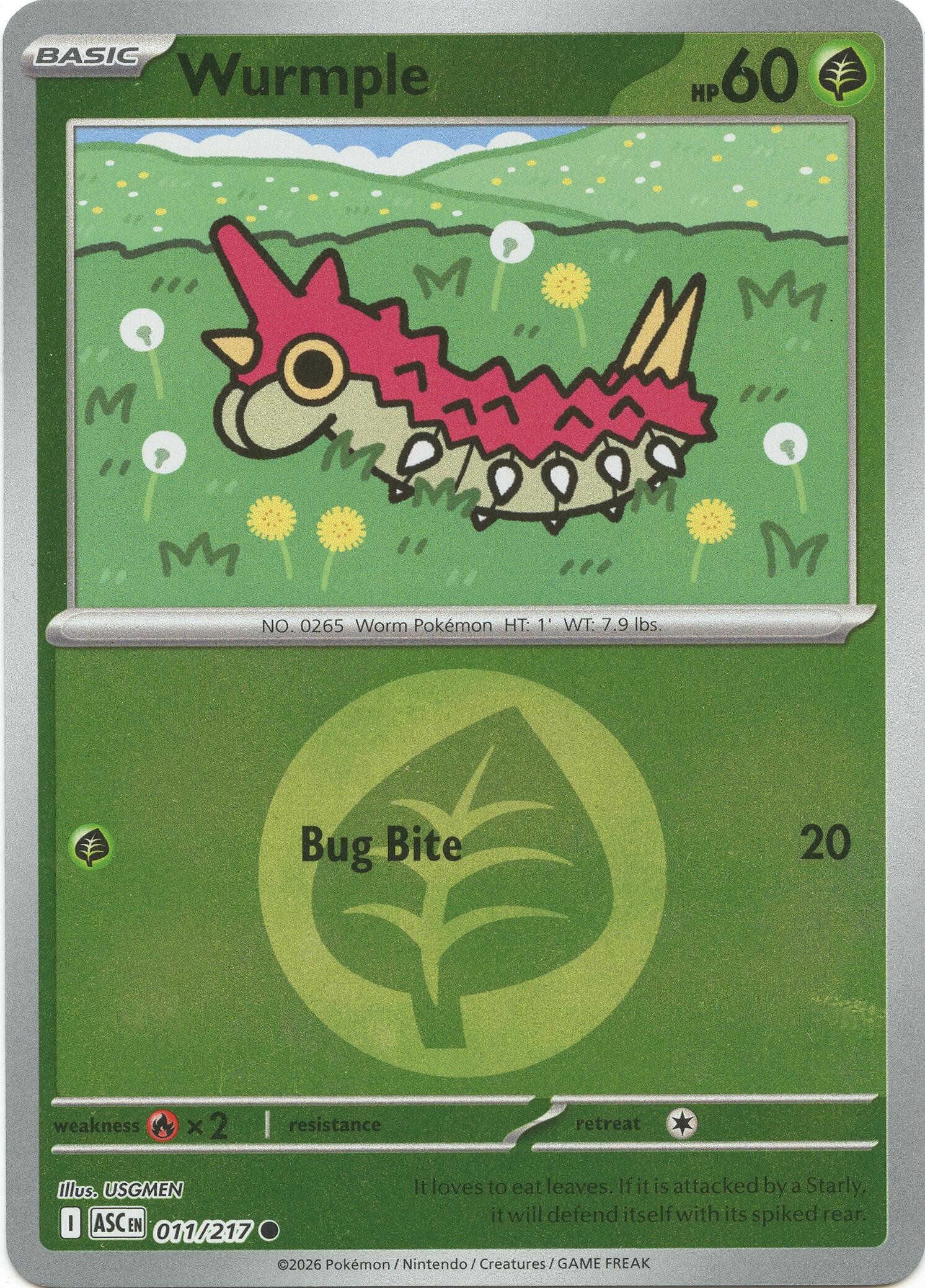 Wurmple (011/217) (Energy Symbol Pattern) [Mega Evolution: Ascended Heroes] | Black Swamp Games