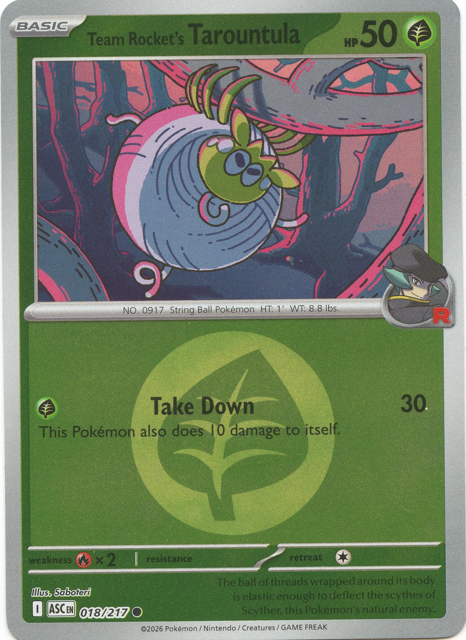 Team Rocket's Tarountula (018/217) (Energy Symbol Pattern) [Mega Evolution: Ascended Heroes] | Black Swamp Games