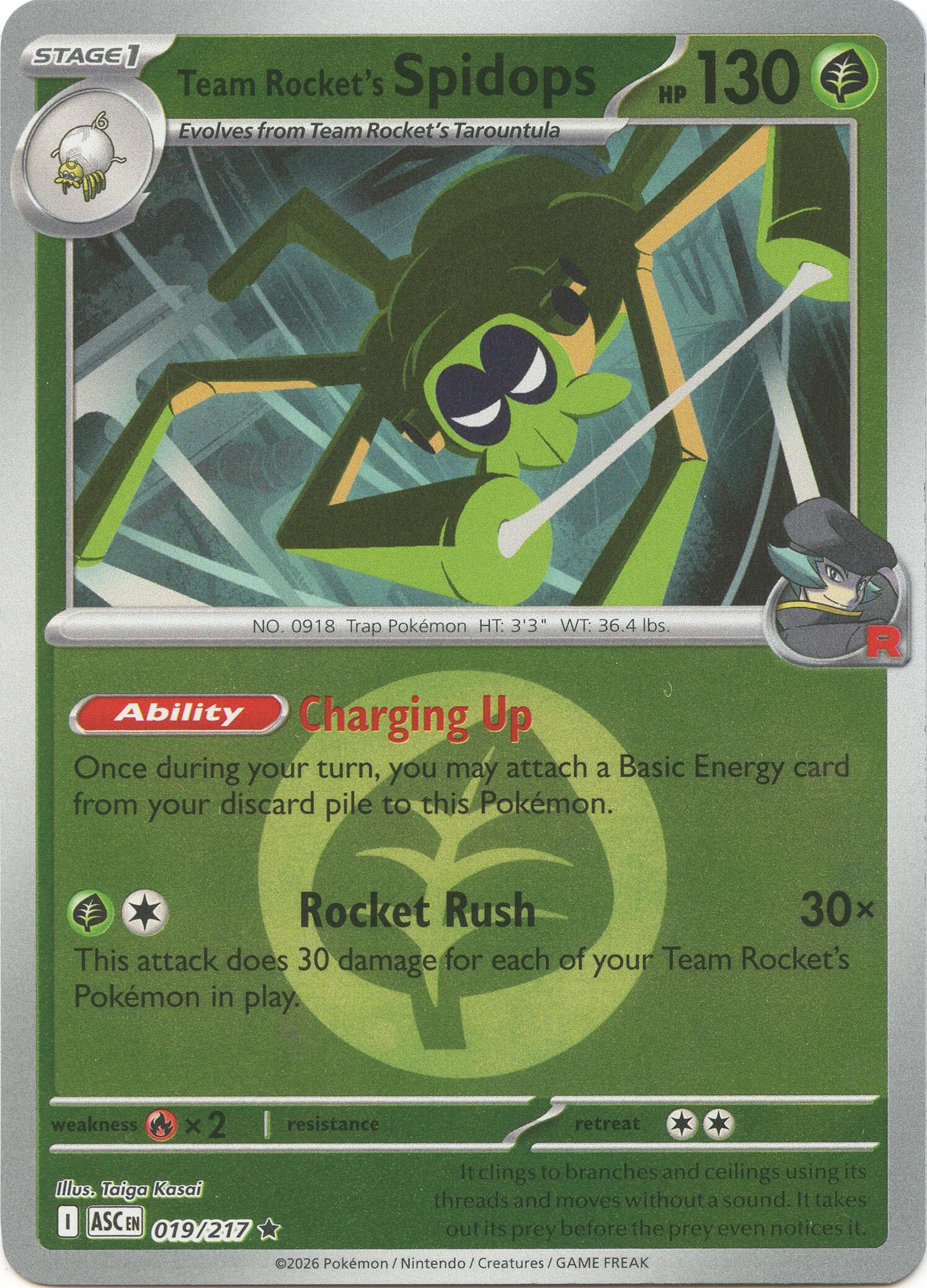 Team Rocket's Spidops (019/217) (Energy Symbol Pattern) [Mega Evolution: Ascended Heroes] | Black Swamp Games