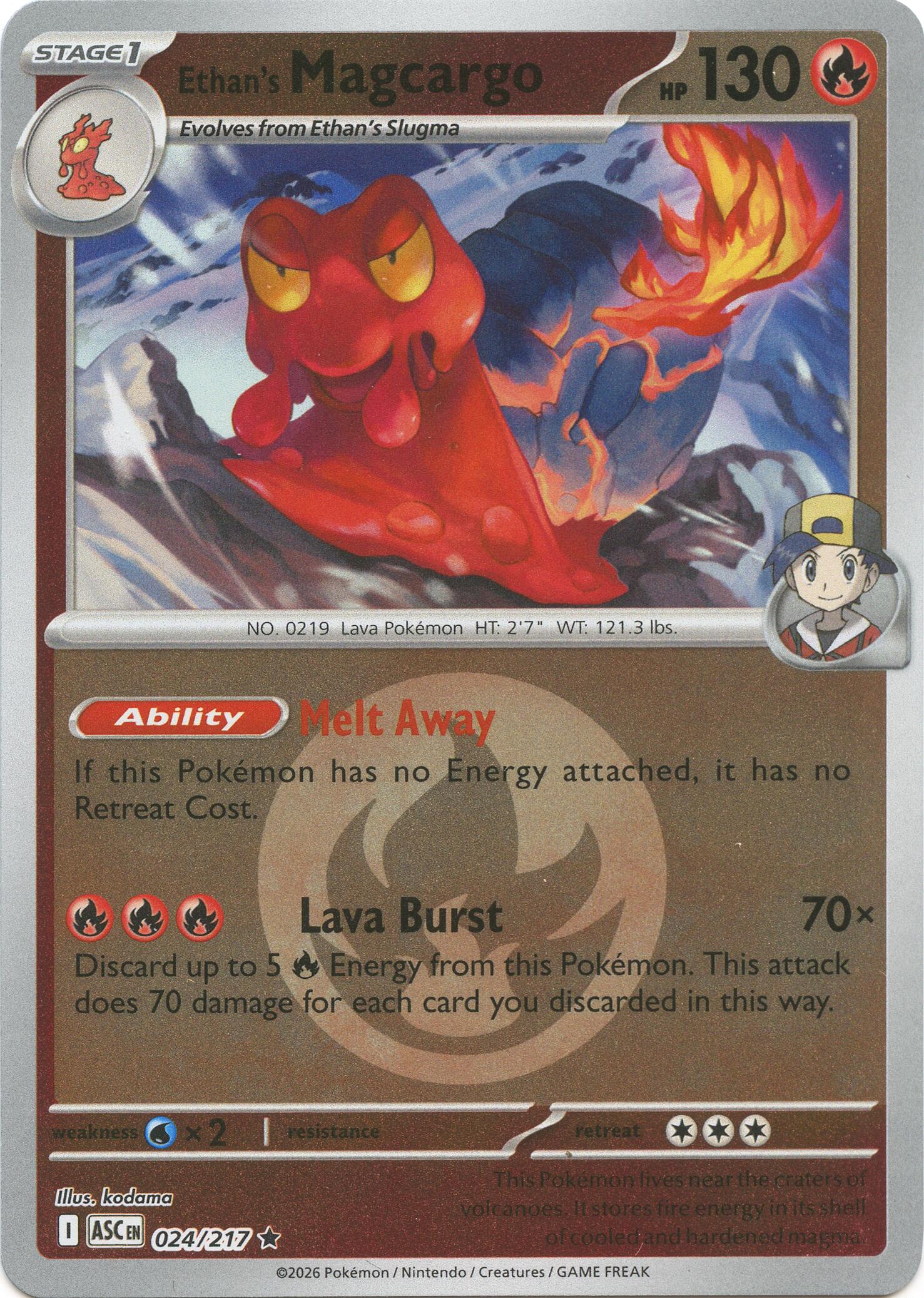 Ethan's Magcargo (024/217) (Energy Symbol Pattern) [Mega Evolution: Ascended Heroes] | Black Swamp Games