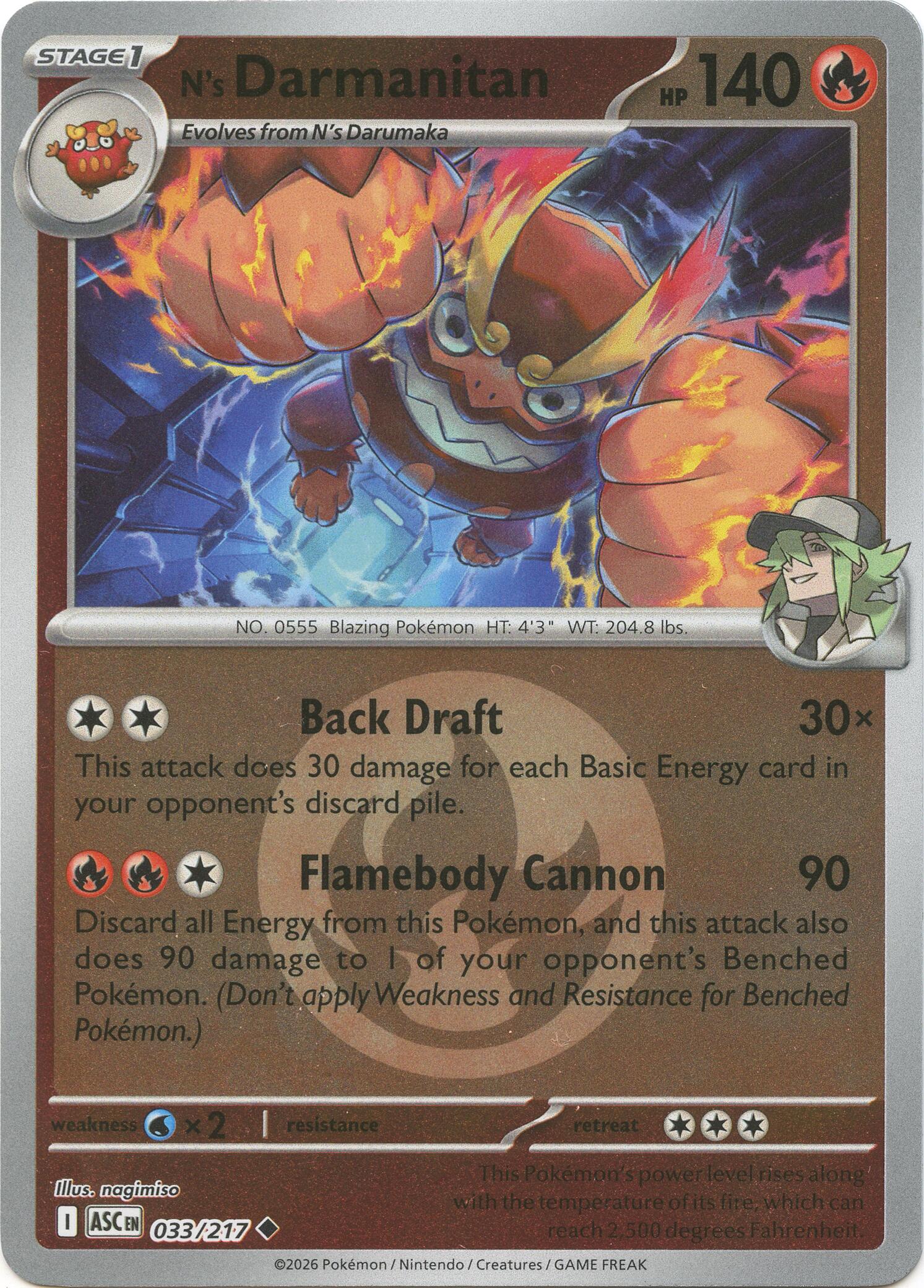 N's Darmanitan (033/217) (Energy Symbol Pattern) [Mega Evolution: Ascended Heroes] | Black Swamp Games