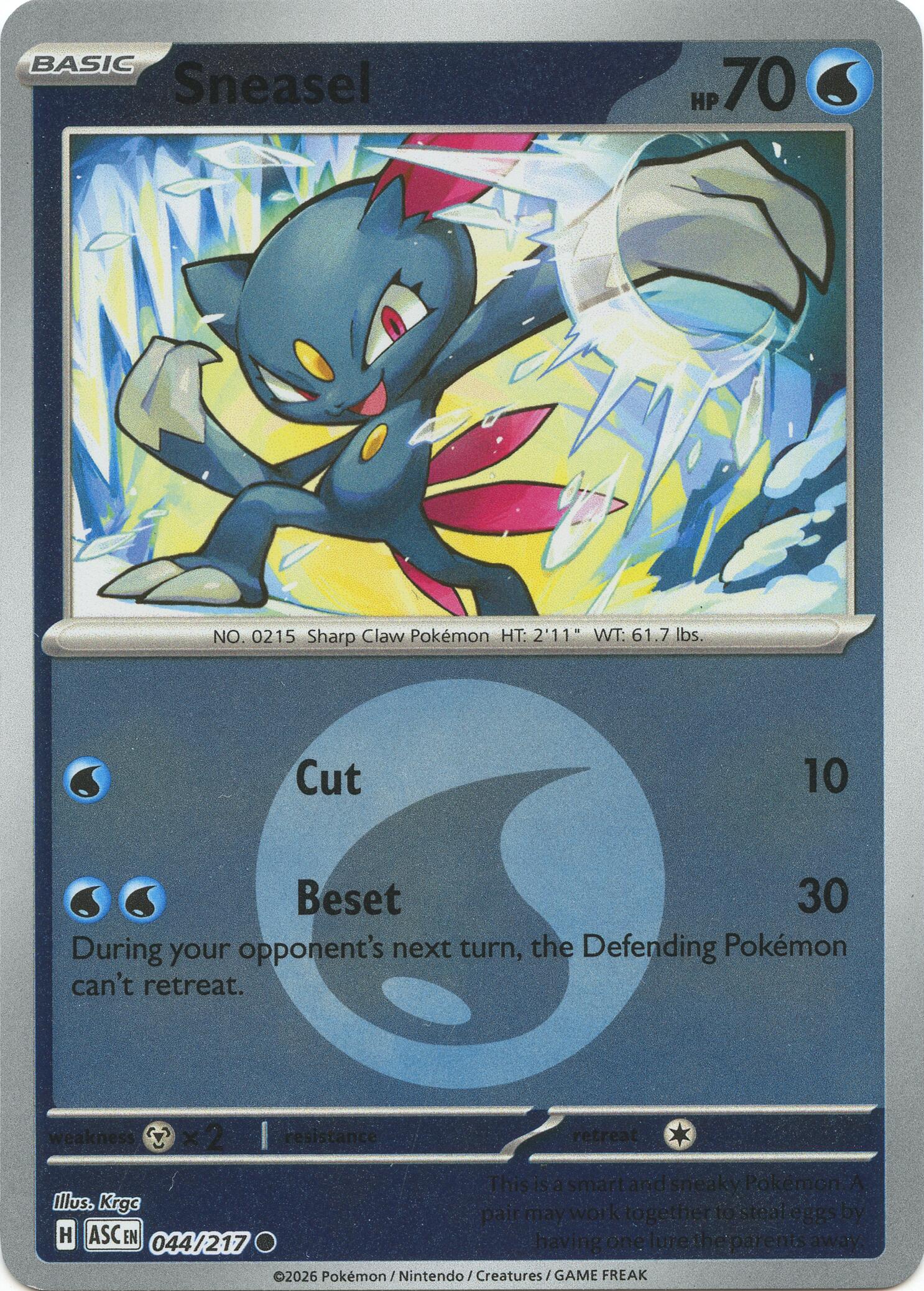 Sneasel (044/217) (Energy Symbol Pattern) [Mega Evolution: Ascended Heroes] | Black Swamp Games
