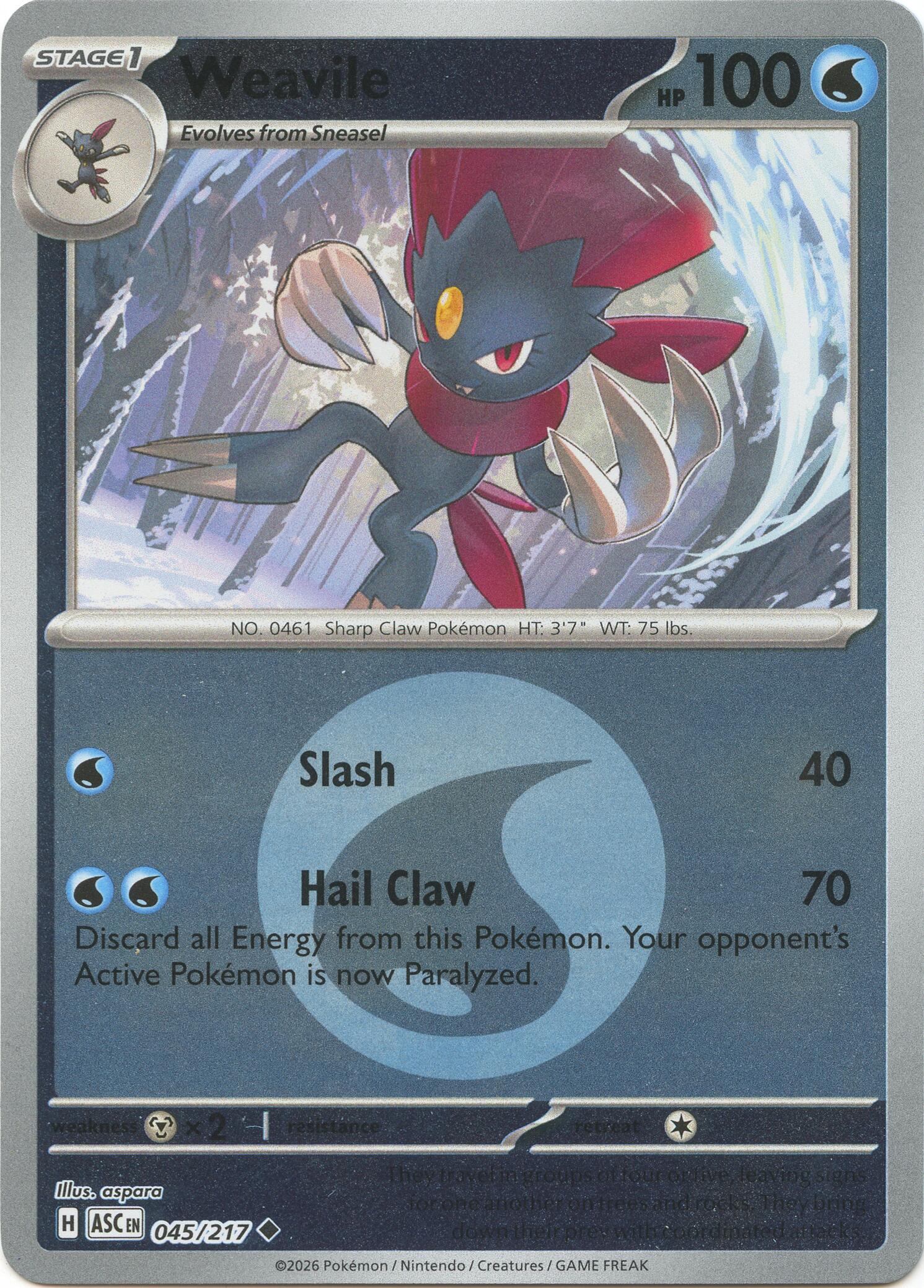 Weavile (045/217) (Energy Symbol Pattern) [Mega Evolution: Ascended Heroes] | Black Swamp Games