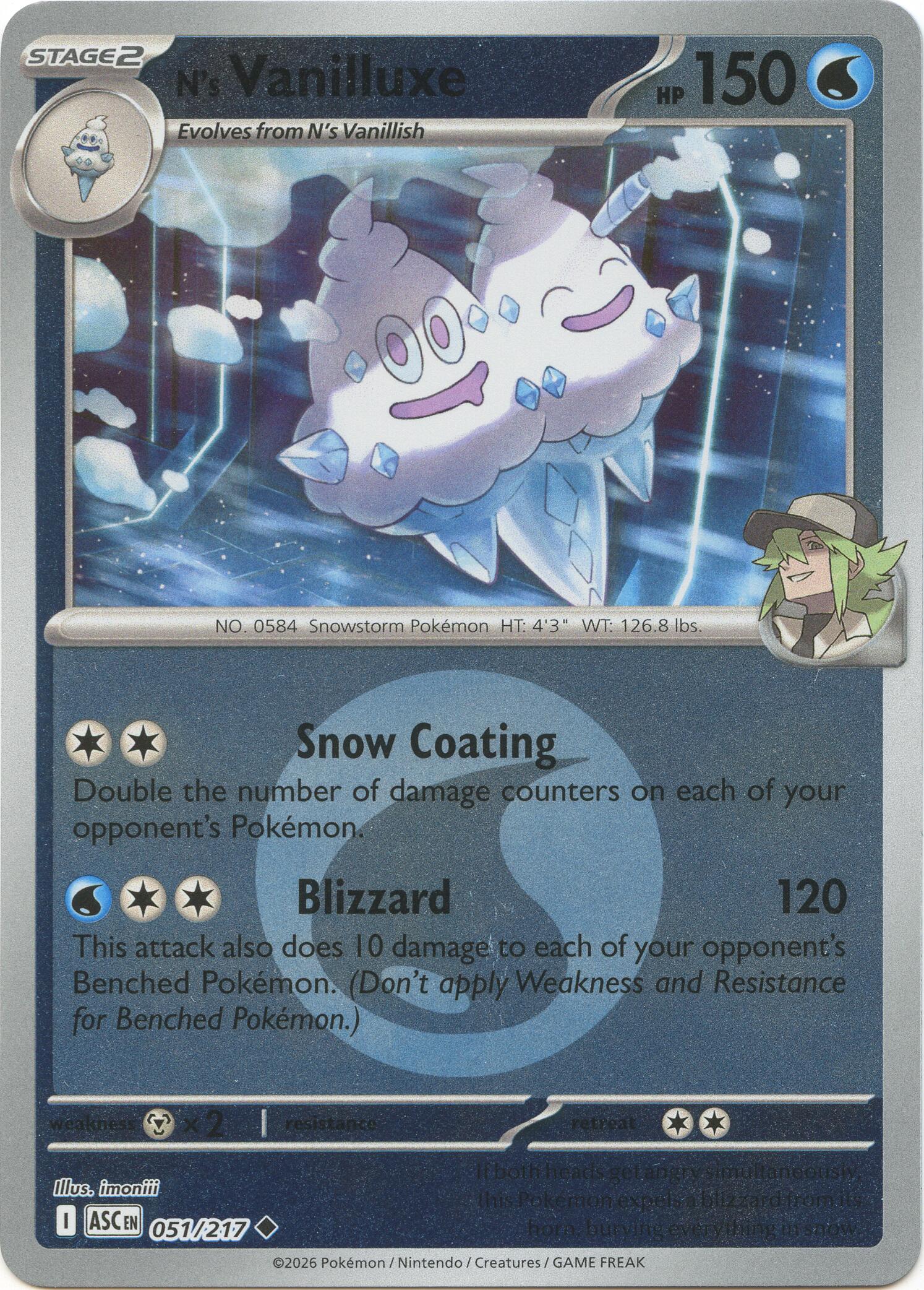 N's Vanilluxe (051/217) (Energy Symbol Pattern) [Mega Evolution: Ascended Heroes] | Black Swamp Games