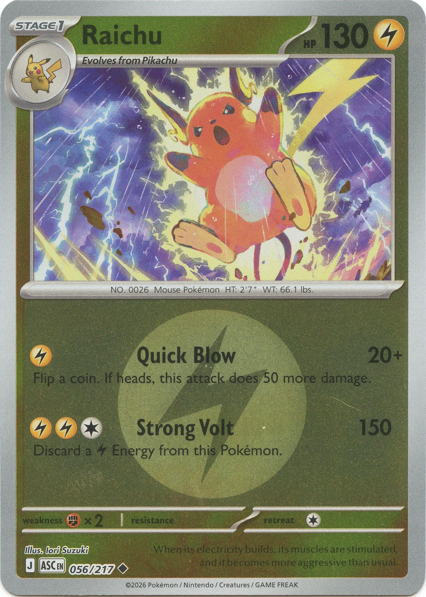 Raichu (056/217) (Energy Symbol Pattern) [Mega Evolution: Ascended Heroes] | Black Swamp Games