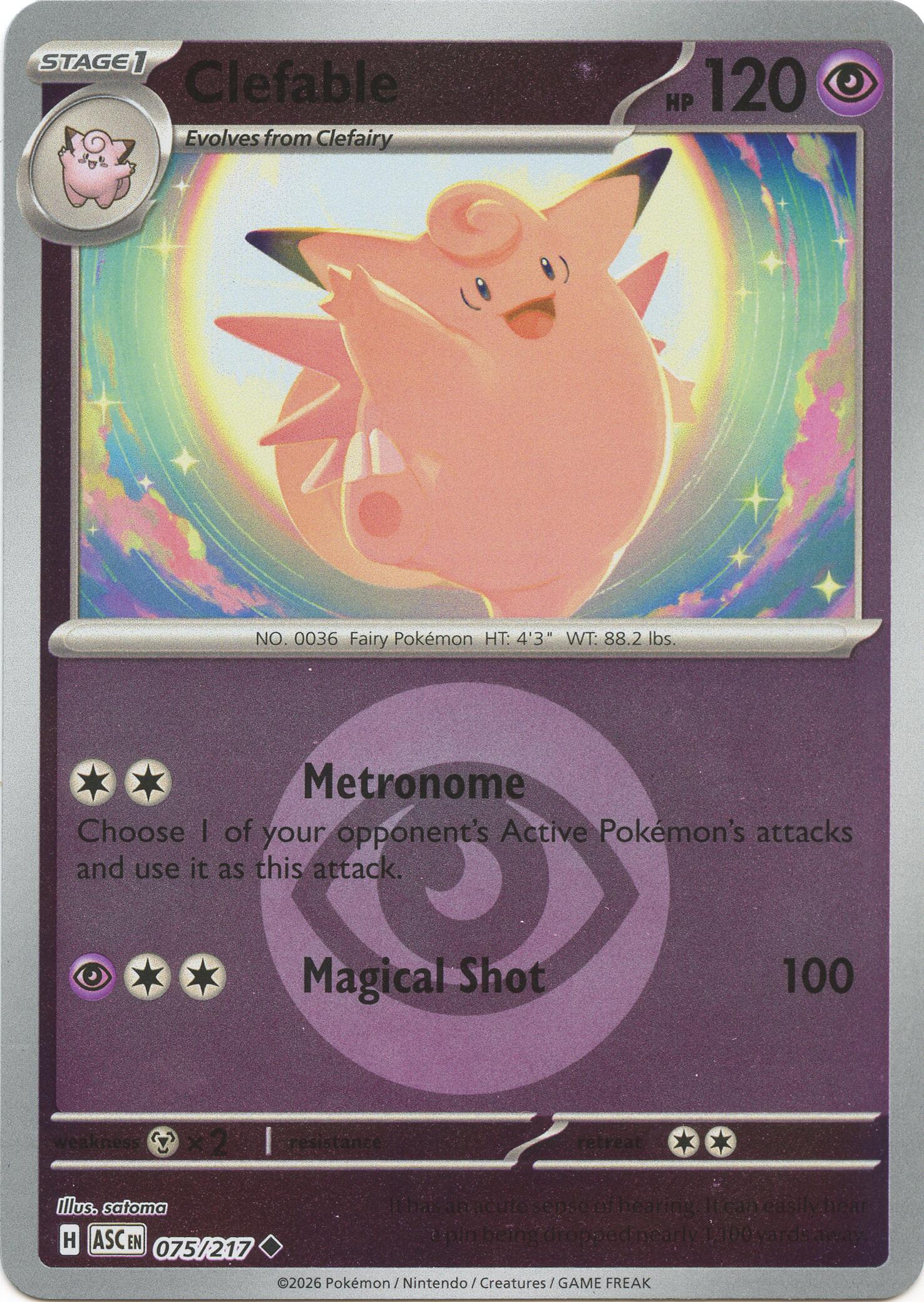 Clefable (075/217) (Energy Symbol Pattern) [Mega Evolution: Ascended Heroes] | Black Swamp Games