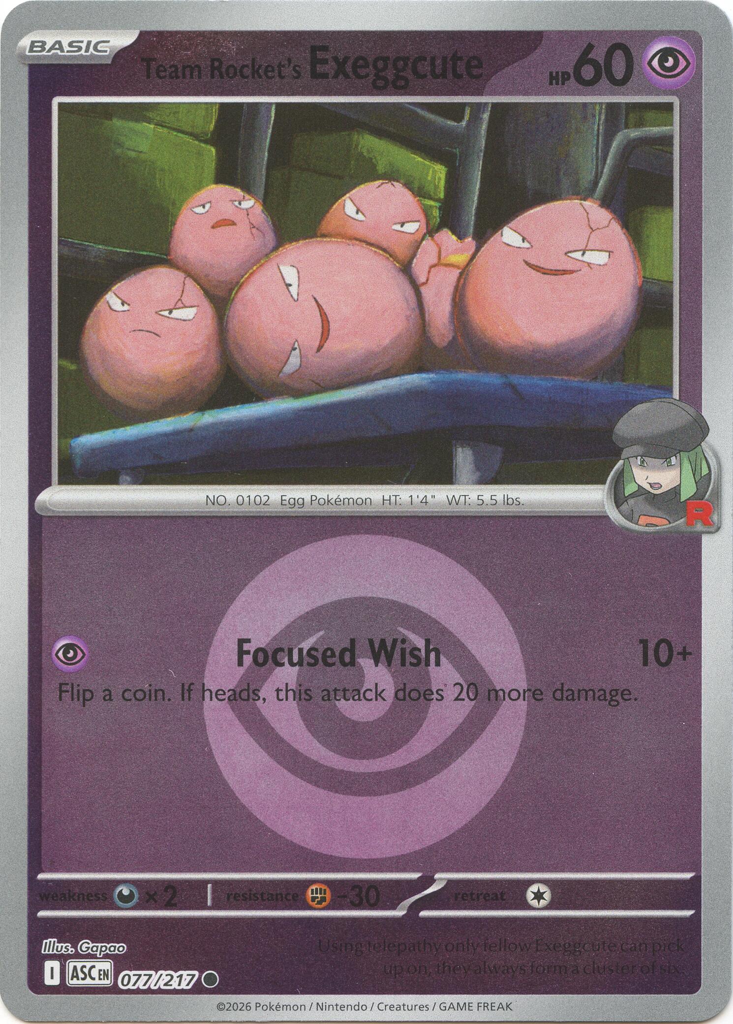 Team Rocket's Exeggcute (077/217) (Energy Symbol Pattern) [Mega Evolution: Ascended Heroes] | Black Swamp Games