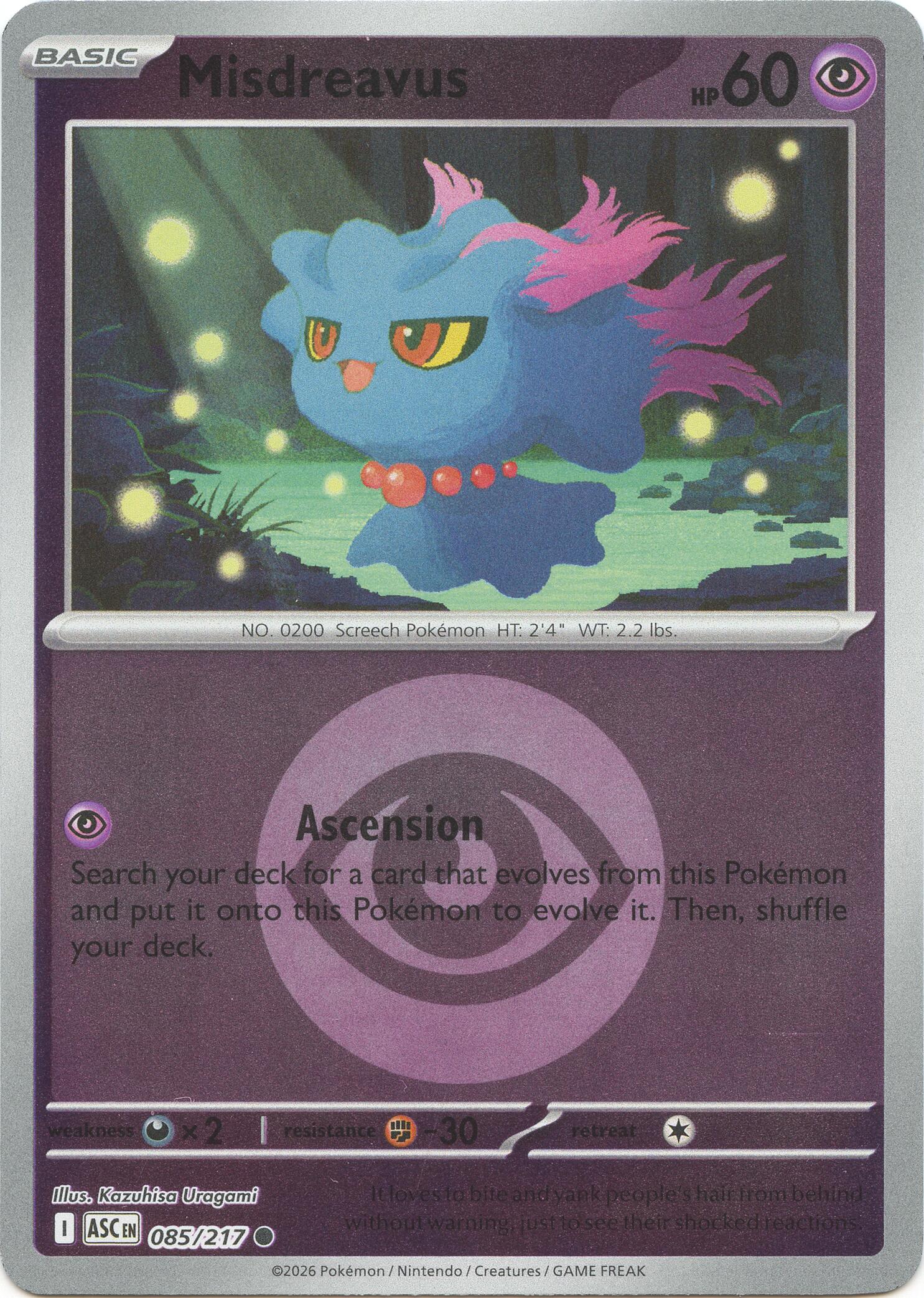 Misdreavus (085/217) (Energy Symbol Pattern) [Mega Evolution: Ascended Heroes] | Black Swamp Games