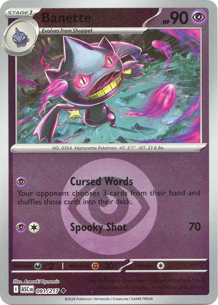 Banette (091/217) (Energy Symbol Pattern) [Mega Evolution: Ascended Heroes] | Black Swamp Games